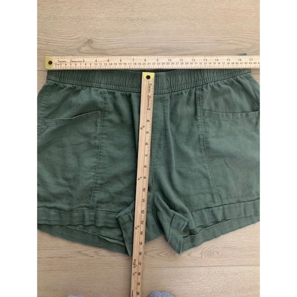 Old Navy Womens High Rise Linen Blend Pull On Shorts Olive Green Large